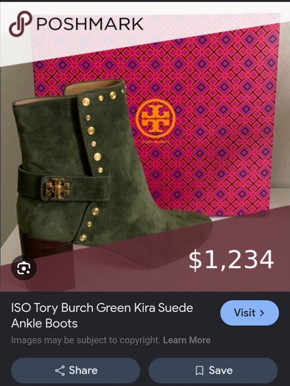 Tory Burch Kira 70mm Stud Suede Bootie in Olive Green - Picture 12 of 12